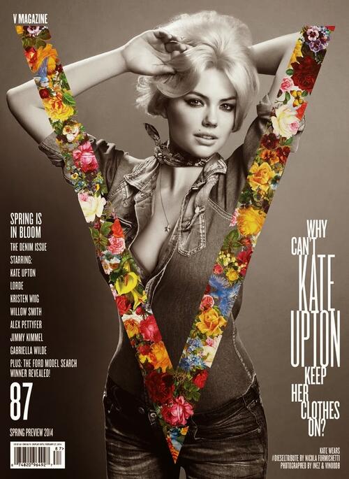 Кейт Ъптън показа пищни форми на корицата на V Magazine