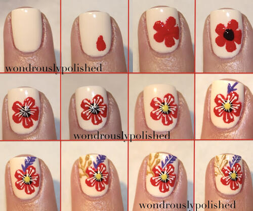Изрисувайте ноктите си с пъстри цветчета