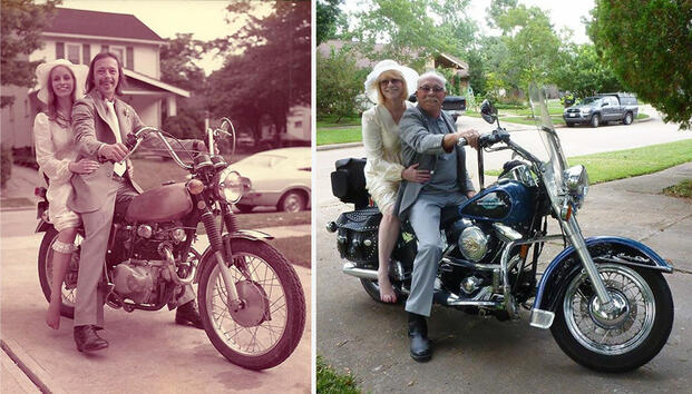 Щури сватбени снимки, пресъздадени 40 години след тържествения ден