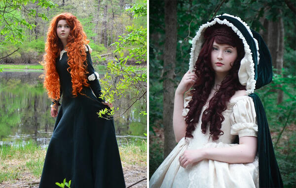 18-годишно момиче и нейните приказни рокли, подходящи за Дисни принцеси
