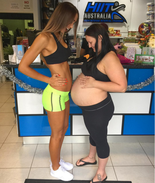 Как изглежда бременното коремче на една фитнес маниачка?
