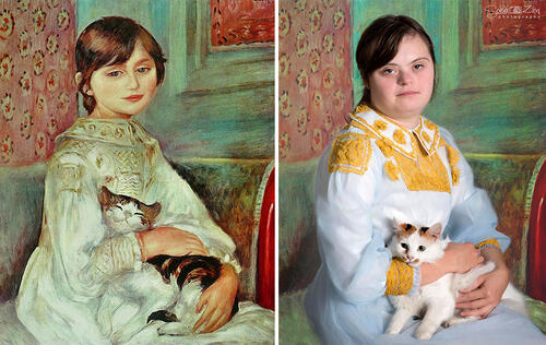Деца със синдрома на Даун пресъздават известни картини

