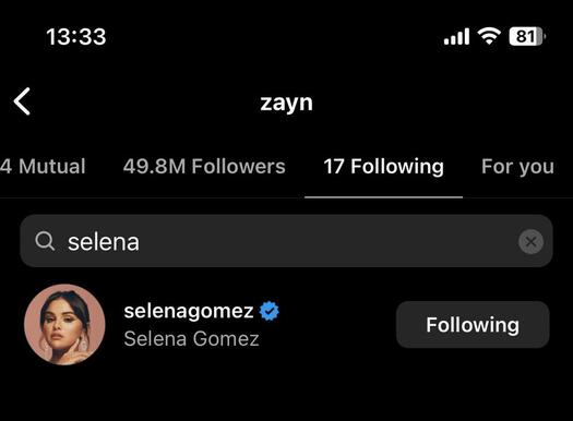 Селена Гомес вече не следва Зейн Малик в Instagram