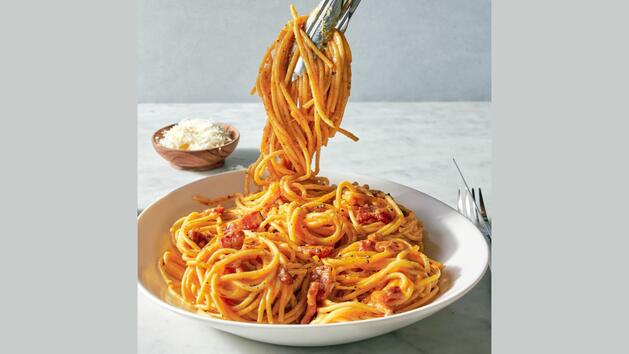Рецепта за есенен вариант на спагети Карбонара- с тиква 