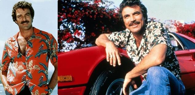 <p>Името на актьора Том Селек най-често се свързва с хавайските ризи. В сериала "Магнум" (1980-1988) почти няма сцена, в която той да не носи емблематичната дреха</p>