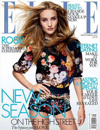 <p>Роузи Хънтингтън-Уайтли за септемврийския брой на британския Elle</p>