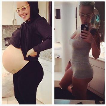 Коремчето на Амбър Роуз преди и след бременността