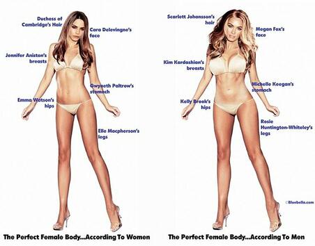 Как изглежда перфектното женско тяло според двата пола?