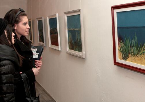 Гости на галерията разглеждат изложбата