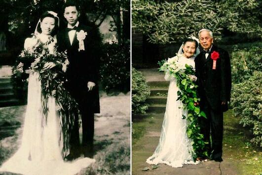 Най-романтичната двойка в Китай пресъздава сватбата си след 70 години съвместен живот
