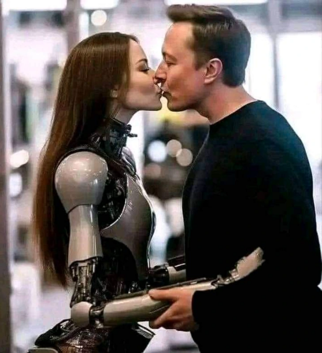 Противоречивата целувка на Илон Мъск с робот