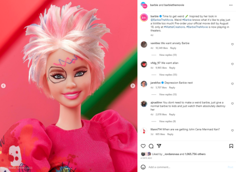 Mattel пуска „Странна Барби“, базирана на героя от филма