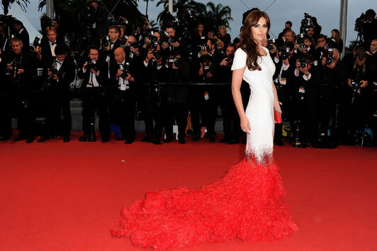 Черил Коул се появи за премиерата на филма "Amour” в бяло-червена рокля на Stéphane Rolland. Аленият завършек на тоалета се слива с емблематичния червен килим, като по този начин се създава един уникален ефект.
