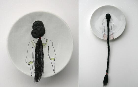 Скулптури от моливи и чинии с коса