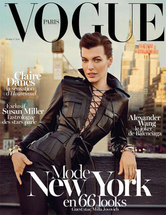 <p>Мила Йовович на корица - Vogue-Париж, февруари 2013 г.</p>