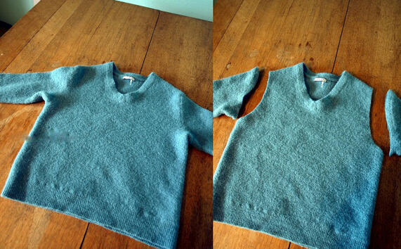 Старият пуловер претърпява метаморфоза... и се превръща чанта!