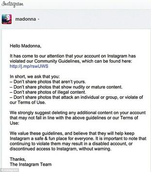 Instagram цензурира Мадона