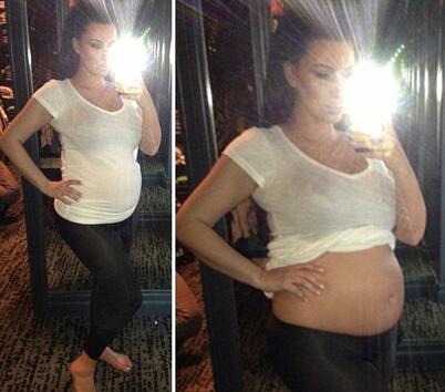 Голото бременно коремче на Ким Кардашиян