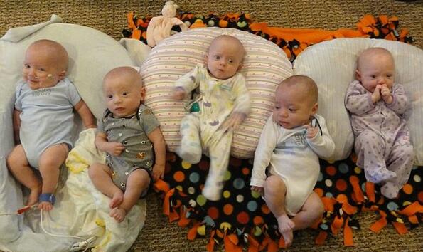 <p>Тези сладки петзначета се родиха миналата година в Тексас. </p>